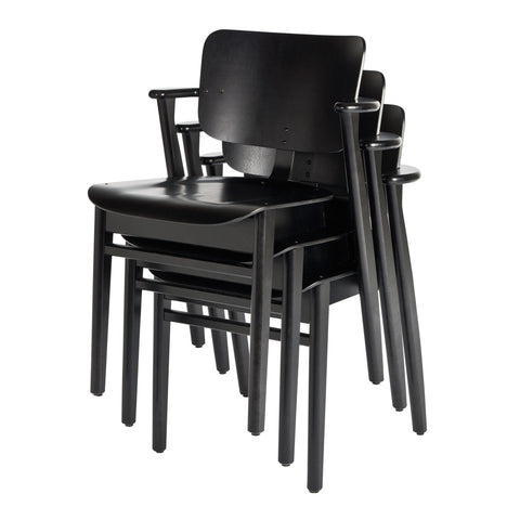 artek domus chair in black stained birch stacked