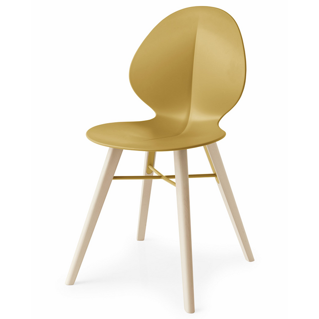 calligaris basil mw dining chair in mustard yellow