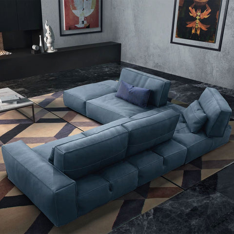 gamma soho sectional with return in blue