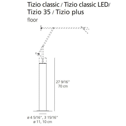artemide tizio plus lamp with base specs