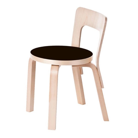 alvar aalto children's chair n65 with a black linoleum seat