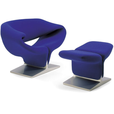 artifort ribbon chair and ottoman in blue