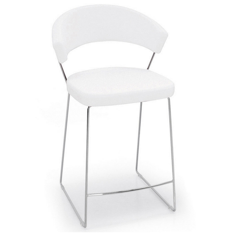 calligaris new york upholstered stool in white