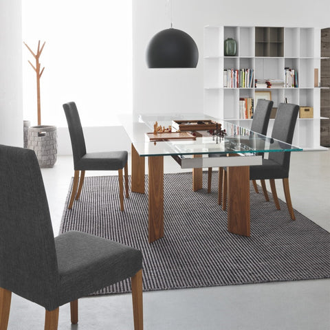 calligaris tower wood dining table staged