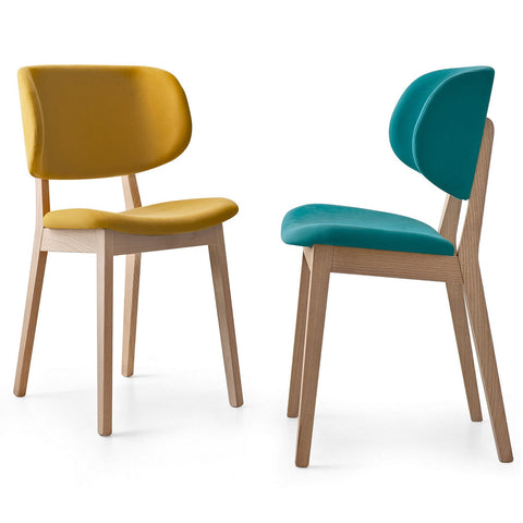 calligaris claire chair in mustard yellow and blue