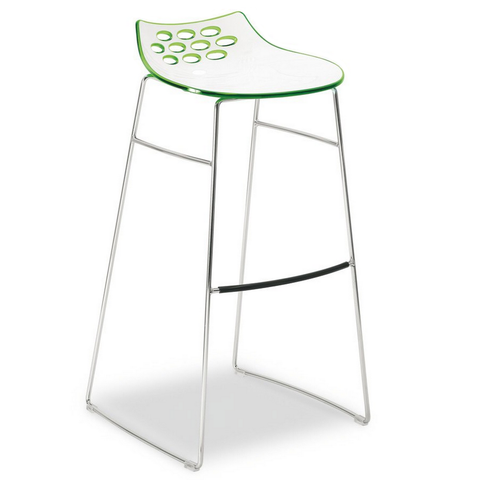 calligaris jam bar stool in transparent green exterior