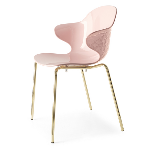 calligaris saint tropez chair metal legs in pink and brass