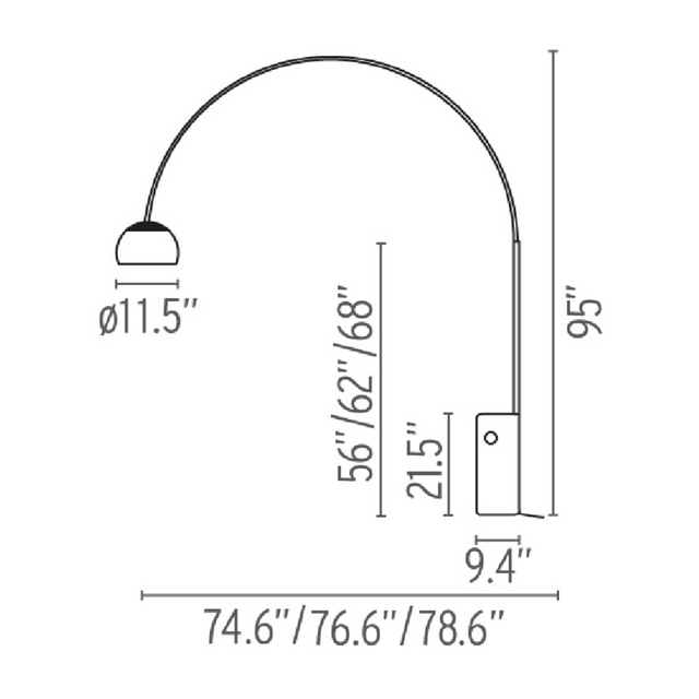 flos arco floor lamp specs