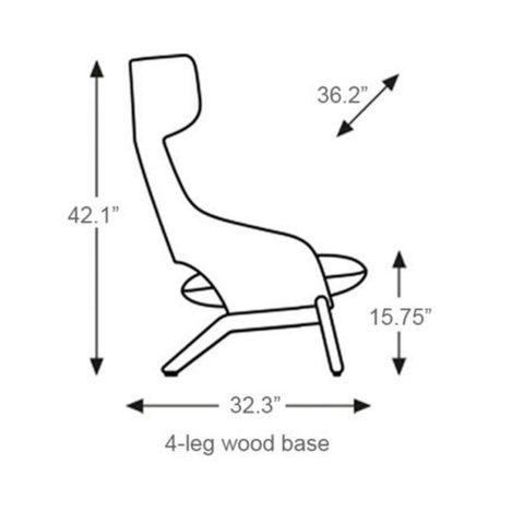 artifort kalm wood base lounge chair specs