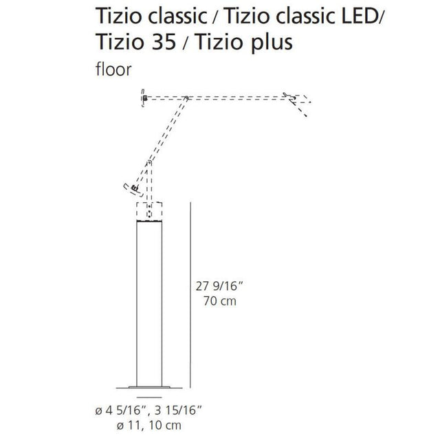 artemide tizio plus lamp with base specs