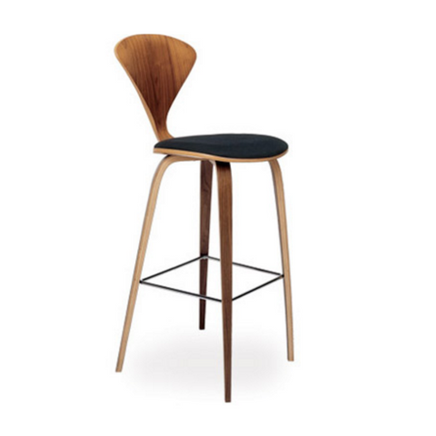 cherner wood leg stool with upholstered seat